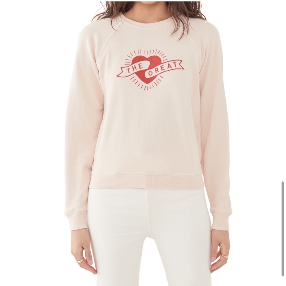 THE GREAT. Shrunken Graphic Heart Sweatshirt size 1